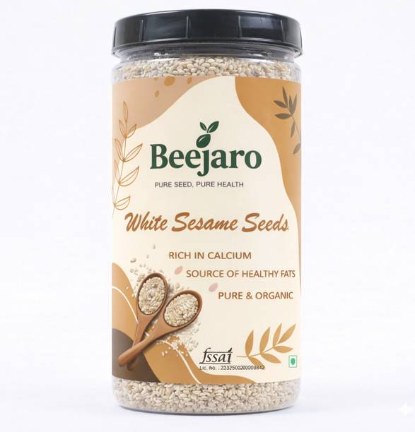 BEEJARO Organic Raw Unroasted Premium Healthy White Sesame Seeds for Weight Management Sesame Seeds
