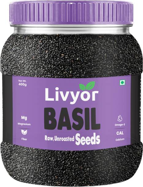 LIVYOR Raw Basil Seeds for Weight loss | Sabja Seeds | Tukmaria Basil Seeds