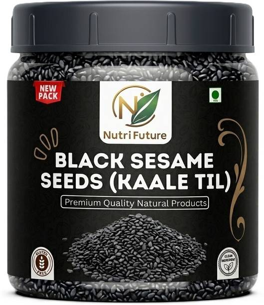 NUTRIFUTURE 100% Natural Black Sesame Seeds 500gms | Unpolished Kala Til (Sabut) Black Sesame Seeds