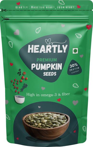 Heartly Premium Pumpkin Seeds | 30% Protein | High Omega-3 & Fiber | Healthy Snack Pumpkin Seeds