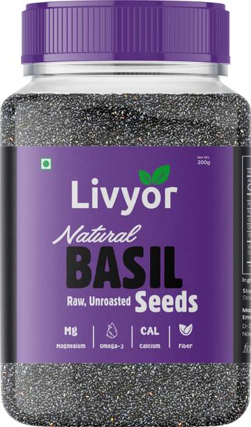 LIVYOR Raw Basil Seeds for Weight loss | Sabja Seeds | Tukmaria Basil Seeds