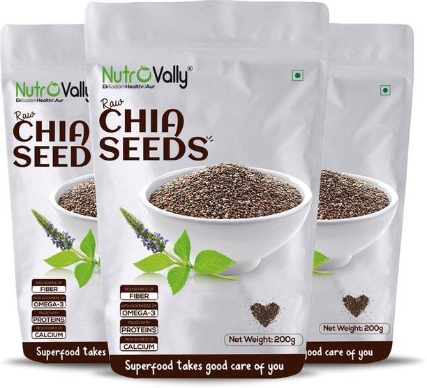 NutroVally Raw Chia Seeds for weight loss seed with Omega 3 , Fiber and Calcium Rich seeds Black Chia Seeds