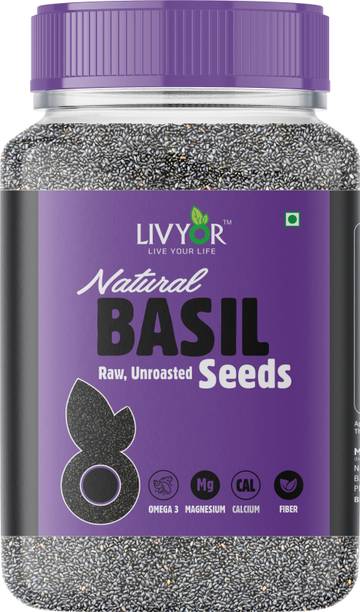 LIVYOR Raw Basil Seeds for Weight loss | Sabja Seeds | Tukmaria Basil Seeds