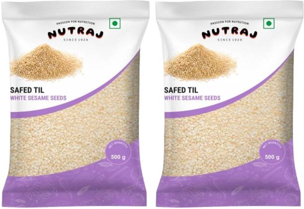 Nutraj White Sesame Seeds 1 Kg (500g x 2), Raw Safed Till, White Til Seeds for Eating Sesame Seeds