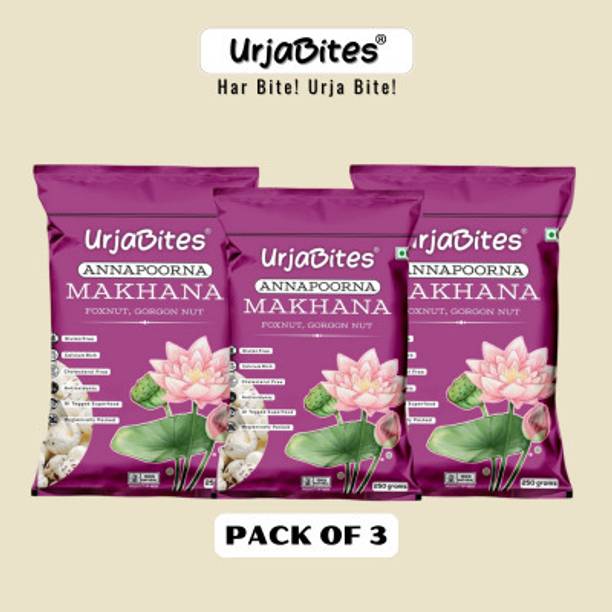 UrjaBites Annapoorna Makhana Foxnuts,750gm, Pack of 3,250gm each Lotus Seeds(Makhana)