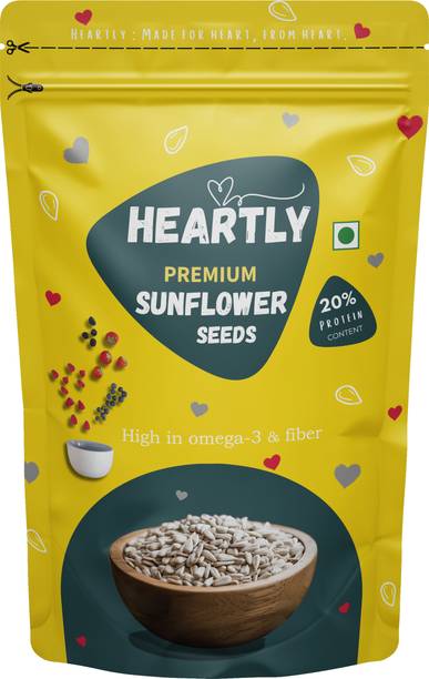 Heartly Premium Sunflower Seeds | 20% Protein | Omega-3 & Fiber Rich Healthy Snack Sunflower Seeds