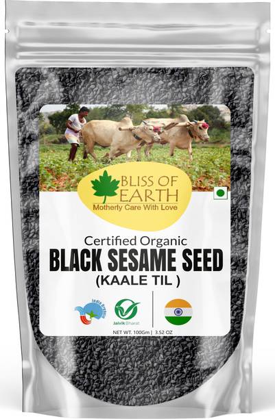 Bliss of Earth Black Sesame Seeds Unhulled Fresh & Organic Fiber Rich for Cooking & Baking Black Sesame Seeds