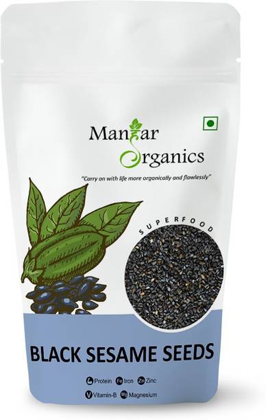 ManHar Organics Natural Black Sesame Seeds | Raw Sesame/til for Healthy Hair/Skin | (Pack of 1) Sesame Seeds