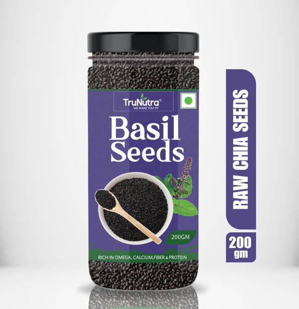TruNutra Basil Seeds Weight Loss, Rich In Omega, Fiber Diet Sabja Seed/Tukmaria Edible Basil Seeds