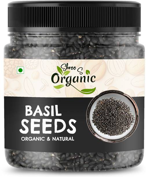 SHREE S ORGANIC Premium Basil Seeds (Sabja) | Rich in Fiber & Omega-3 | Basil Seeds