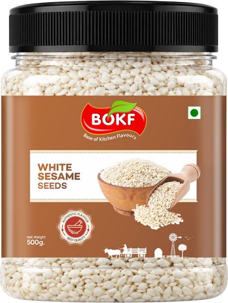 BOKF Premium White Sesame Seeds Rich in Calcium , Safed Til Sesame Seeds