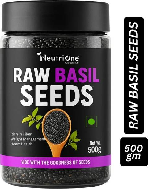 NeutriOne Raw Basil Seeds | Rich in Fiber & Omega-3 |Sabja Seeds for Weight Loss & Detox Basil Seeds
