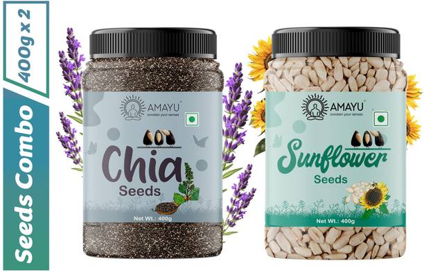 AMAYU Raw Chia Seeds 400g Weight Loss | Sunflower Seeds 400g for Eating | Combo Seeds Chia Seeds, Sunflower Seeds