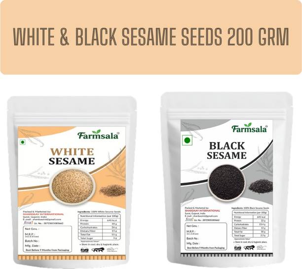 farmsala Farmsala Natural Premium Black & White Sesame Seeds Combo 100+100 = 200 Grm Black Sesame Seeds, White Sesame Seeds