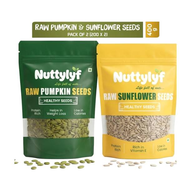 NUTTYLYF Raw Sunflower Seeds and Pumpkin seeds - 200g Each Combo Of Seeds For Weight Loss Pumpkin Seeds