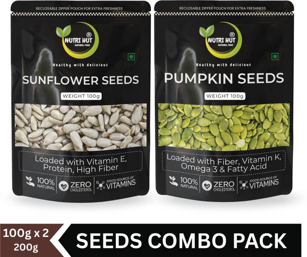 Nutri Hut Super Seeds Combo | High Fiber & Protein | 100% Natural & Healthy Pumpkin Seeds, Sunflower Seeds