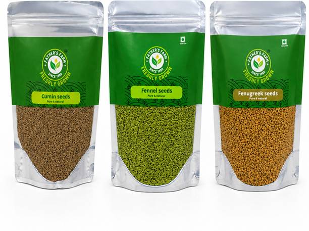 Fathers Farm PACK OF 3 Cumin Seeds, Saunf Small, Fenugreek Seeds