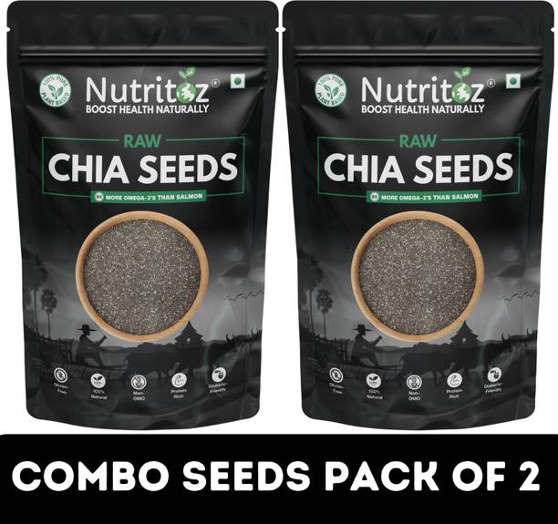 Nutritoz Chia Seeds For Weight Loss Pack of 2 100Gm Each Black Chia Seeds