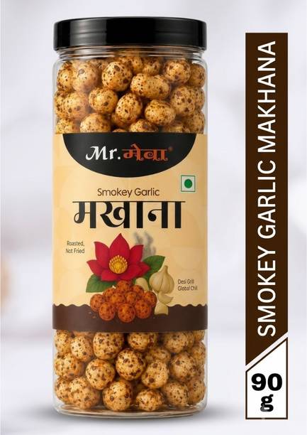 Mr.Meva Smokey Garlic Roasted Makhana 90g | Crunchy Fox Nuts | Healthy Snack Jar 90g Roasted Makhana