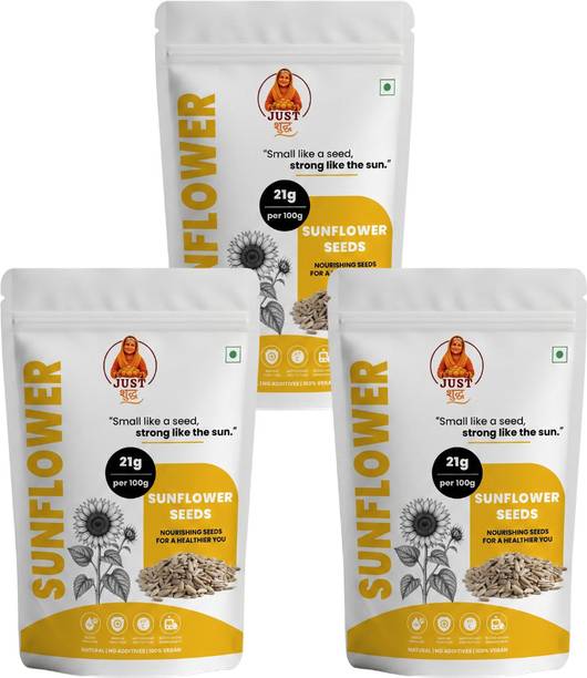 JUST SUDH Sunflower Seeds Pack of 3 100g Each High Protein Vitamin E Natural Snack Sunflower Seeds
