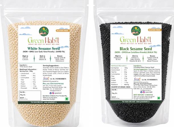 greenhabit Natural White & Black sesame seeds Combo Pack (750gm) Sesame Seeds