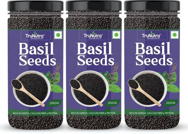 TruNutra Basil Seeds For Weight Loss Fiber & Zinc Rich 100% Raw Diet Enhance Skin Health Basil Seeds