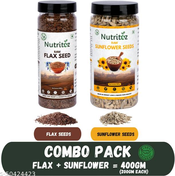 Nutritoz Brown Flax Sunflower Seeds Brown Flax Seeds, Sunflower Seeds