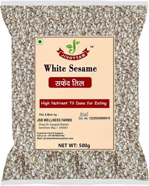 JIVOTTAM White Til Seeds 500 g | Natural Sesame (Safed Till) , Women White Sesame Seeds