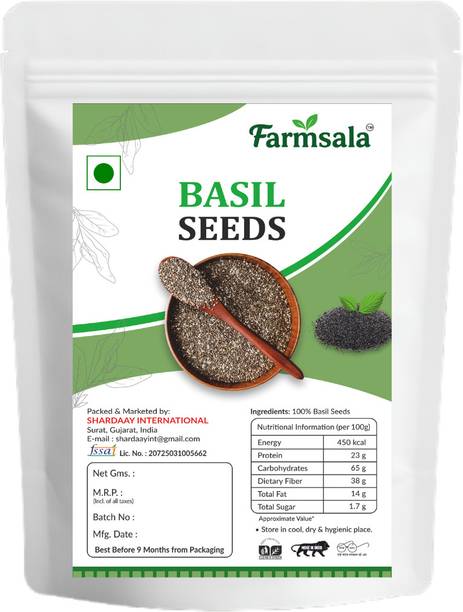 farmsala Natural Premium BASIL SEEDS 250 GRAMS (Sabja / Tukmaria Seeds) Basil Seeds