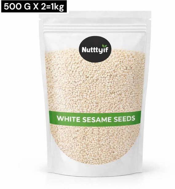 NUTTYLYF White Sesame Seeds 1kg (500gx2) ,Safed Till , White Sesame Seeds For Eating Sesame Seeds