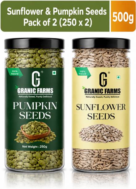 GRANIC FARMS Premium Raw Pumpkin Seeds&Sunflower Seeds for Protein and Fibre 250gram each Sunflower Seeds, Pumpkin Seeds