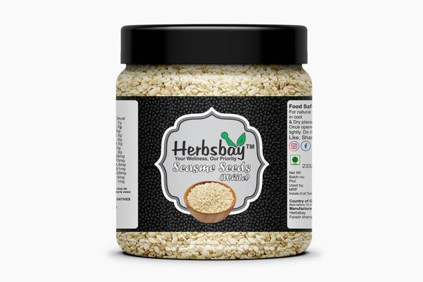 Herbsbay HERBSBAY White Sesame Seeds Rich in Calcium & Fiber Unpolished & Premium 100g Sesame Seeds