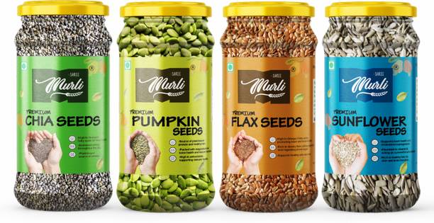 SHREE MURLI Combo of Chia, Pumpkin, Sunflower & Flax Seeds |Good for Weight Loss Management| Brown Flax Seeds, Chia Seeds, Pumpkin Seeds, Sunflower Seeds