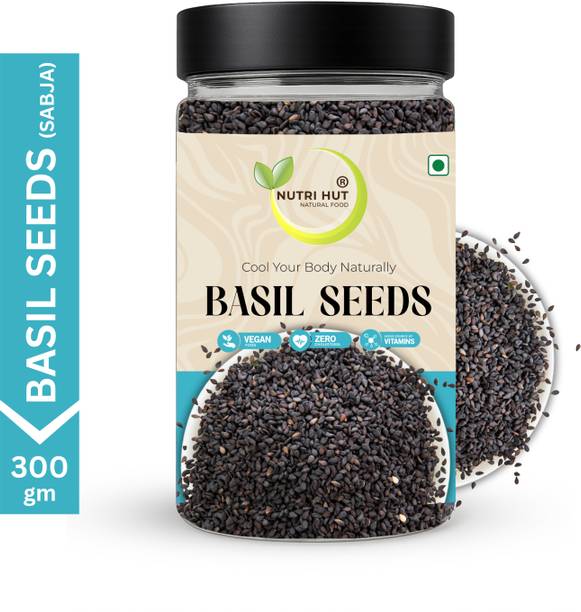 Nutri Hut Basil Seeds (Sabja Seeds) | High Fiber Cooling Superfood | Supports Digestion | Basil Seeds