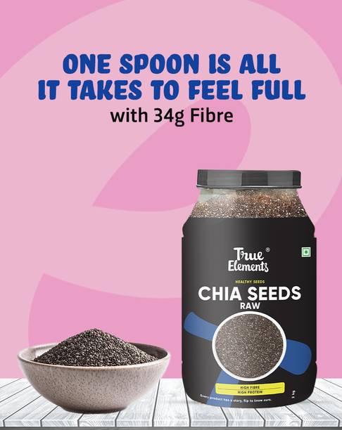 True Elements Raw Chia Seeds for weight loss with Omega 3, Zinc & Fiber, Calcium Rich Chia Seeds