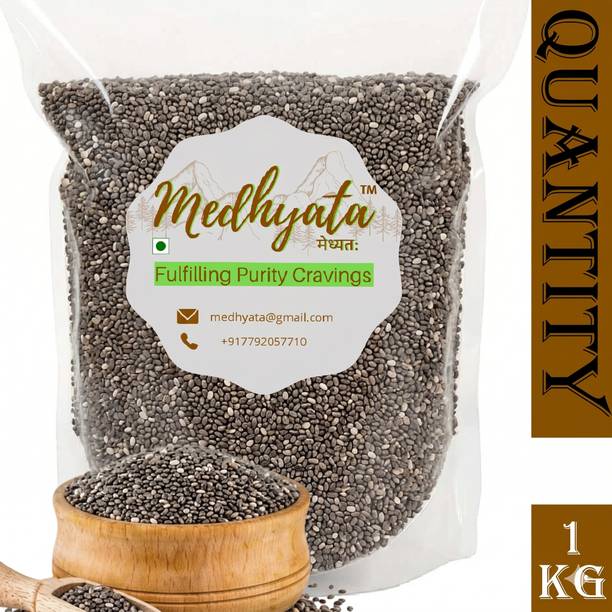 Medhyata Chia Seeds 1 Kg For Weight Loss Management with Omega 3, Fiber & Rich in Calcium Chia Seeds