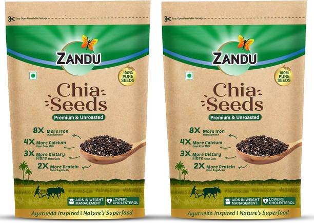Zandu Chia Seeds 200g Each|Rich in Omega-3 Fatty Acids | Supports Weight Management Chia Seeds