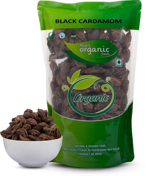 Pearl Organic Fresh Organic Black Cardamom (Badi Elaichi) Whole Premium Aromatic Spice