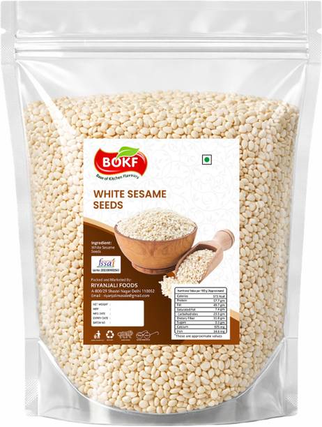 BOKF White Sesame Seeds | Safed Til Pack of 250g Rich in Calcium & Antixiodants Sesame Seeds