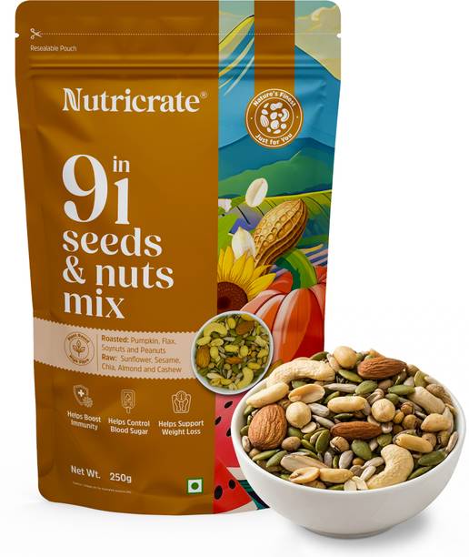 Nutricrate 9 in 1 Super Mixed Seeds for Eating, Roasted, Protein Rich & for weight loss. Mixed Seeds