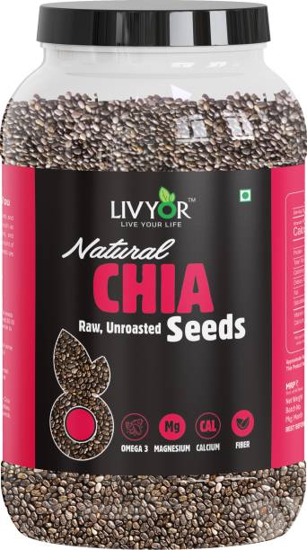 LIVYOR Raw Chia Seeds for Weight loss Management, with Omega 3 and Fiber, Rich in Calcium, Unroasted Chia Seeds