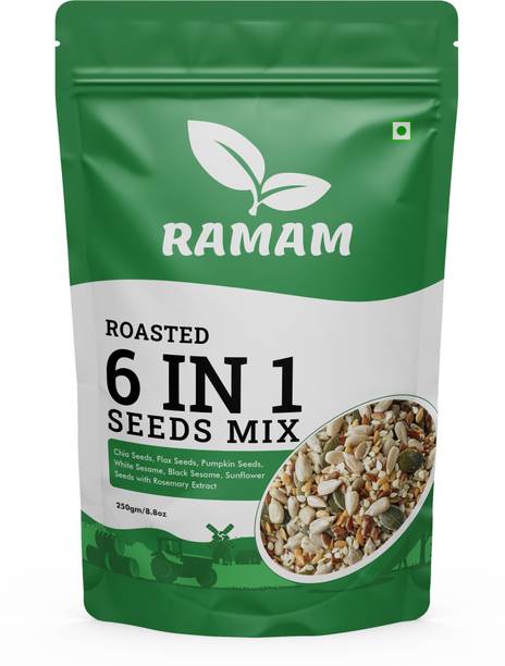 Ramam Premium 6-in-1 Super Seeds Mix |Roasted & Ready-to-Eat |High Protein & Fiber | Mixed Seeds