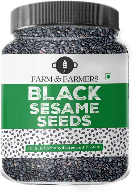 Farm & Farmers Pack of 1 | 125 G | Organic Raw Unroasted Premium Healthy Black Sesame Seeds Sesame Seeds