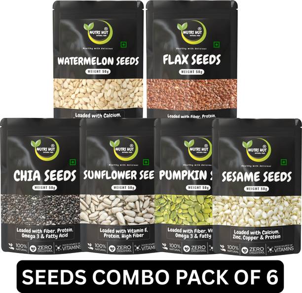 Nutri Hut Super Seeds Combo Pack of 6 Chia Seeds, Pumpkin Seeds, Sunflower Seeds, Watermelon Seeds, Sesame Seeds, Golden Flax Seeds