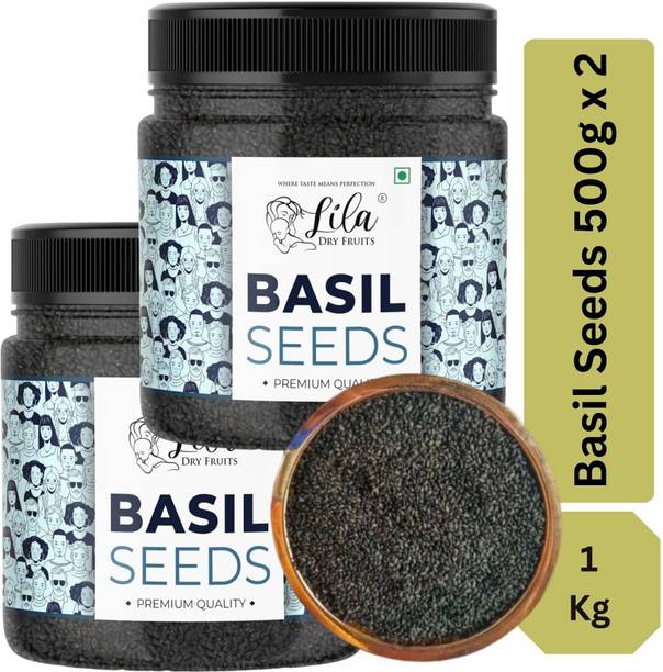 lila dry fruits Premium Raw Unroasted Basil Seeds 1000gms Jar Pack | Sabza Beej| Tukmaria Beej Basil Seeds