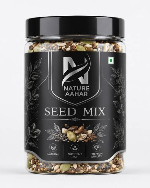 Nature Aahar 7 in 1 Roasted seeds mix 250gm Sunflower Seeds, Pumpkin Seeds, Chia Seeds, Watermelon Seeds, Brown Flax Seeds, Sesame Seeds, Sweet Basil 