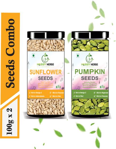 Hobby Herbs Sunflower Seeds and Pumpkin Seeds 200g ( 2 x 100g ) | Super Saver Combo Seeds Sunflower Seeds, Pumpkin Seeds