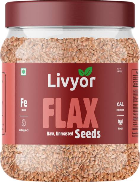 LIVYOR Raw, Unroasted, Rich in Omega 3 and Iron for eating, Hair Growth Brown Flax Seeds