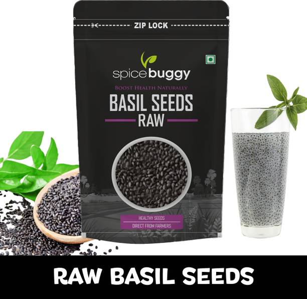 SPICEBUGGY Organic Basil Seeds Superfood for Weight Loss & Digestion Basil Seeds