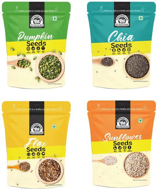 WONDERLAND Healthy Seeds Combo Pack-Chia, Pumpkin, Sunflower and Flax (200 g Each) Chia Seeds